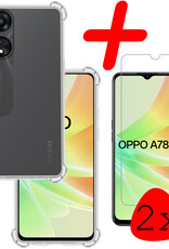 BASEY. Hoes Geschikt voor OPPO A78 5G Hoesje Shock Proof Case Hoes Siliconen Met 2x Screenprotector - Hoesje Geschikt voor OPPO A78 Hoes Cover Shockproof - Transparant