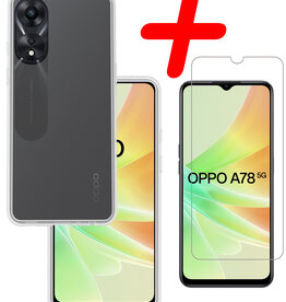 BASEY. BASEY. OPPO A78 Hoesje Siliconen Met Screenprotector - Transparant