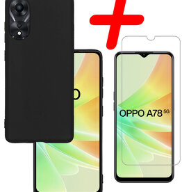 BASEY. BASEY. OPPO A78 Hoesje Siliconen Met Screenprotector - Zwart