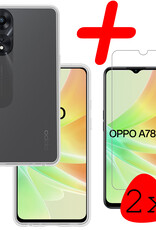 BASEY. Hoes Geschikt voor OPPO A78 5G Hoesje Siliconen Back Cover Case Met 2x Screenprotector - Hoesje Geschikt voor OPPO A78 Hoes Cover Hoesje - Transparant