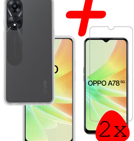 BASEY. BASEY. OPPO A78 Hoesje Siliconen Met 2x Screenprotector - Transparant