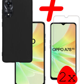 BASEY. BASEY. OPPO A78 Hoesje Siliconen Met 2x Screenprotector - Zwart