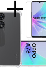 NoXx Hoes Geschikt voor OPPO A78 5G Hoesje Siliconen Cover Shock Proof Back Case Shockproof Hoes Met Screenprotector - Transparant