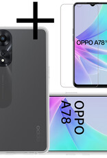 NoXx Hoes Geschikt voor OPPO A78 5G Hoesje Cover Siliconen Back Case Hoes Met Screenprotector - Transparant