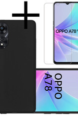 NoXx Hoes Geschikt voor OPPO A78 5G Hoesje Cover Siliconen Back Case Hoes Met Screenprotector - Zwart