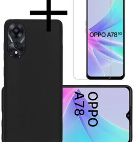 NoXx NoXx OPPO A78 Hoesje Siliconen Met Screenprotector - Zwart