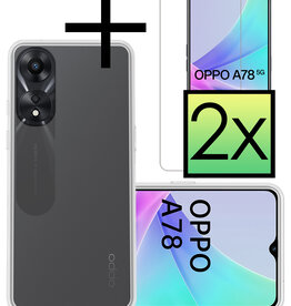 NoXx NoXx OPPO A78 Hoesje Siliconen Met 2x Screenprotector - Transparant