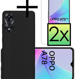 NoXx NoXx OPPO A78 Hoesje Siliconen Met 2x Screenprotector - Zwart