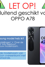 NoXx Hoes Geschikt voor OPPO A78 5G Hoesje Cover Siliconen Back Case Hoes Met 2x Screenprotector - Zwart