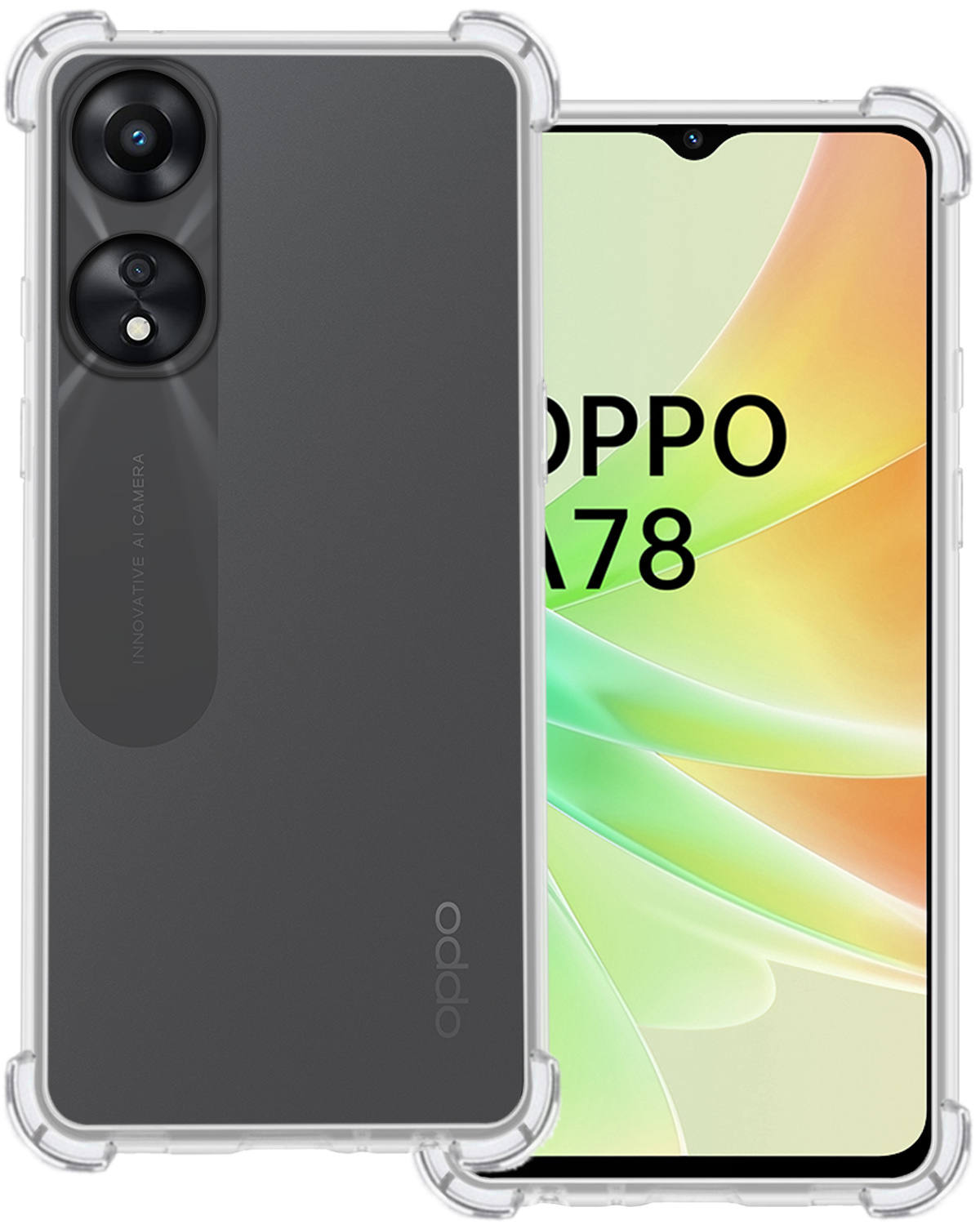 BASEY. Hoes Geschikt voor OPPO A78 5G Hoesje Shock Proof Case Hoes Siliconen - Hoesje Geschikt voor OPPO A78 Hoes Cover Shockproof - Transparant