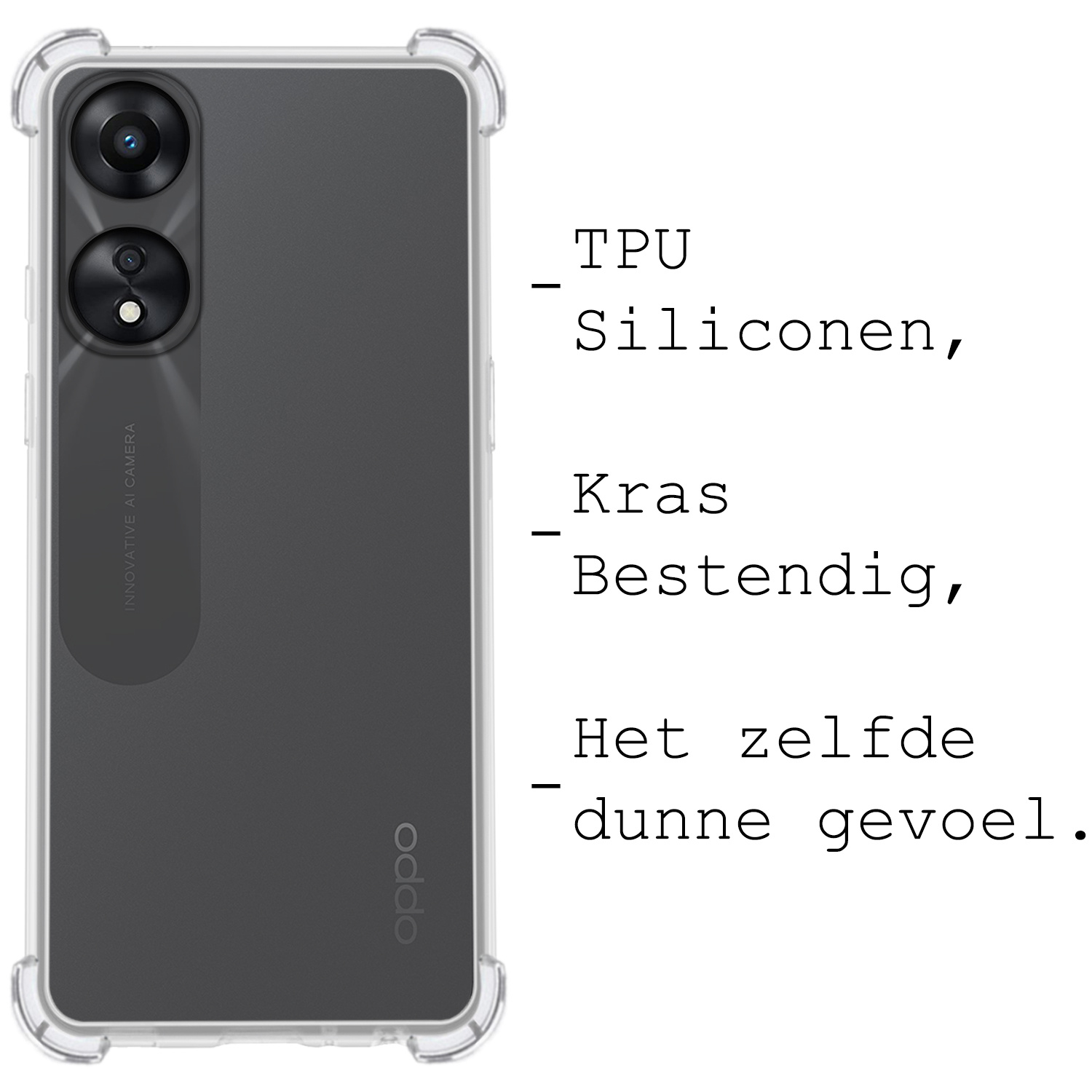 BASEY. Hoes Geschikt voor OPPO A78 5G Hoesje Shock Proof Case Hoes Siliconen - Hoesje Geschikt voor OPPO A78 Hoes Cover Shockproof - Transparant - 2 Stuks