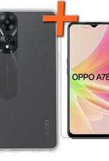 Nomfy Hoesje Geschikt voor OPPO A78 5G Hoesje Siliconen Cover Case Met Screenprotector - Hoes Geschikt voor OPPO A78 Hoes Back Case - Transparant