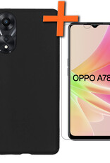 Nomfy Hoesje Geschikt voor OPPO A78 5G Hoesje Siliconen Cover Case Met Screenprotector - Hoes Geschikt voor OPPO A78 Hoes Back Case - Zwart