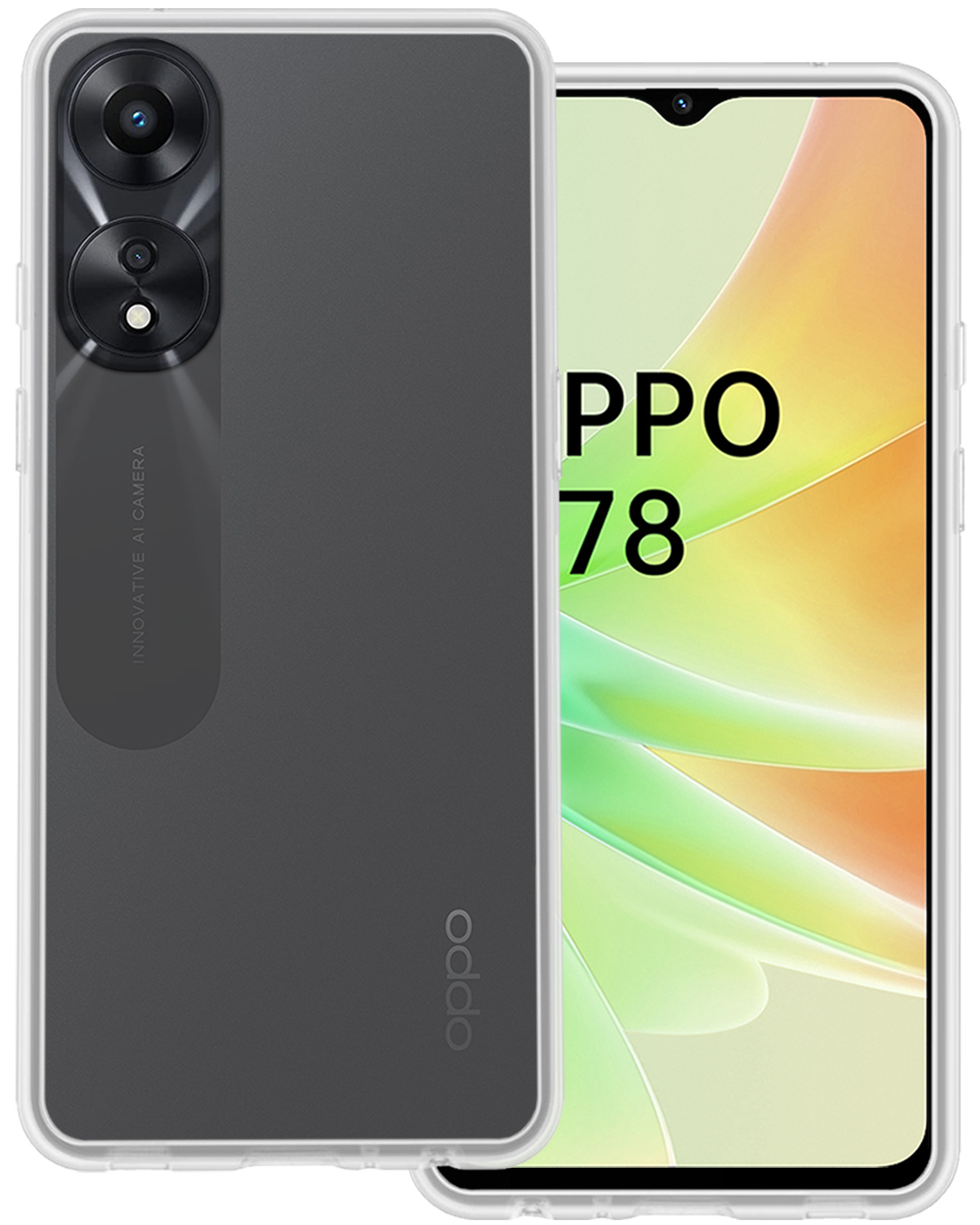 BASEY. Hoes Geschikt voor OPPO A78 5G Hoesje Siliconen Back Cover Case - Hoesje Geschikt voor OPPO A78 Hoes Cover Hoesje - Transparant