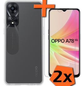 Nomfy Nomfy OPPO A78 Hoesje Siliconen Met 2x Screenprotector - Transparant
