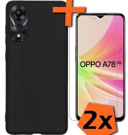 Nomfy Nomfy OPPO A78 Hoesje Siliconen Met 2x Screenprotector - Zwart