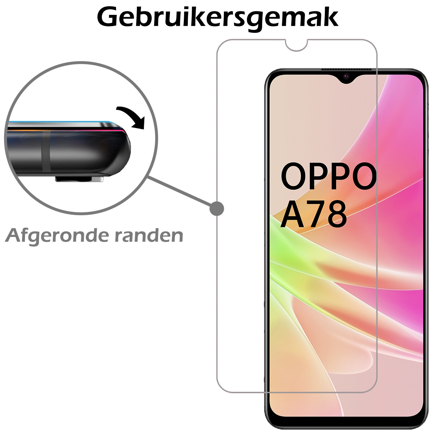 Nomfy Hoesje Geschikt voor OPPO A78 5G Hoesje Siliconen Cover Case Met 2x Screenprotector - Hoes Geschikt voor OPPO A78 Hoes Back Case - Transparant