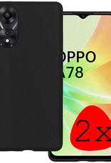 BASEY. Hoes Geschikt voor OPPO A78 5G Hoesje Siliconen Back Cover Case - Hoesje Geschikt voor OPPO A78 Hoes Cover Hoesje - Zwart - 2 Stuks