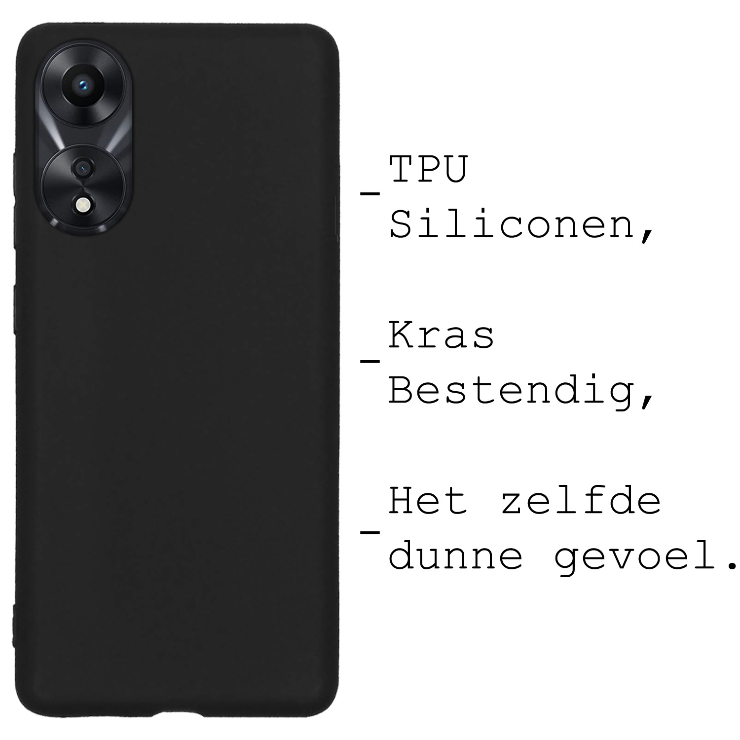 BASEY. Hoes Geschikt voor OPPO A78 5G Hoesje Siliconen Back Cover Case - Hoesje Geschikt voor OPPO A78 Hoes Cover Hoesje - Zwart - 2 Stuks