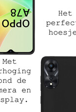 BASEY. Hoes Geschikt voor OPPO A78 5G Hoesje Siliconen Back Cover Case Met Screenprotector - Hoesje Geschikt voor OPPO A78 Hoes Cover Hoesje - Zwart