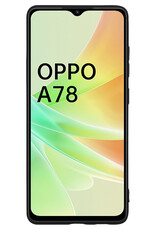 BASEY. Hoes Geschikt voor OPPO A78 5G Hoesje Siliconen Back Cover Case Met 2x Screenprotector - Hoesje Geschikt voor OPPO A78 Hoes Cover Hoesje - Zwart