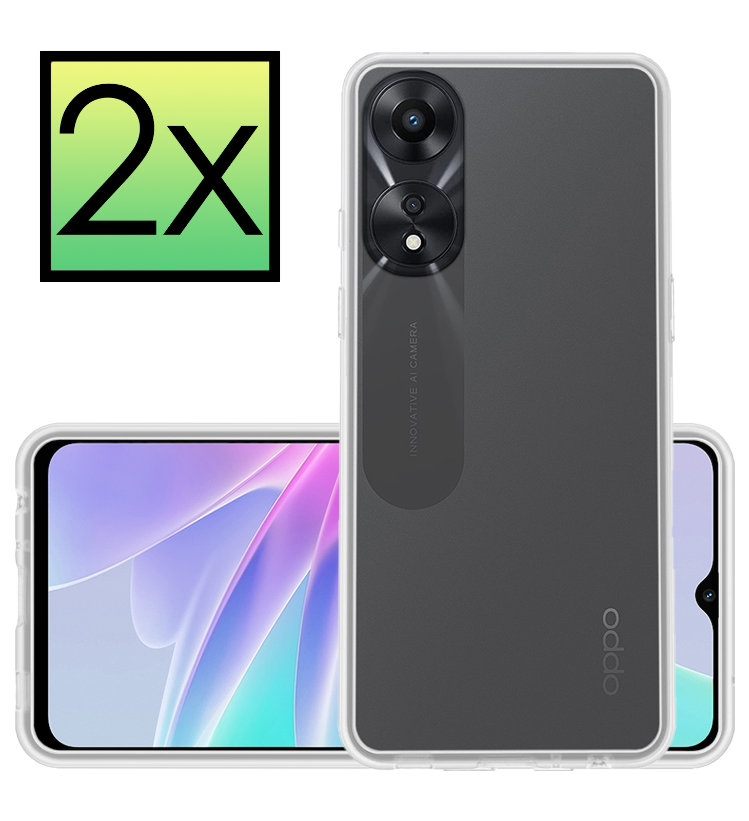 NoXx Hoes Geschikt voor OPPO A78 5G Hoesje Cover Siliconen Back Case Hoes - Transparant - 2x