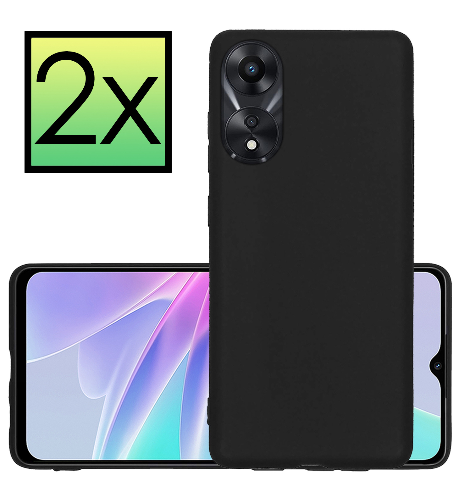NoXx Hoes Geschikt voor OPPO A78 5G Hoesje Cover Siliconen Back Case Hoes - Zwart - 2x