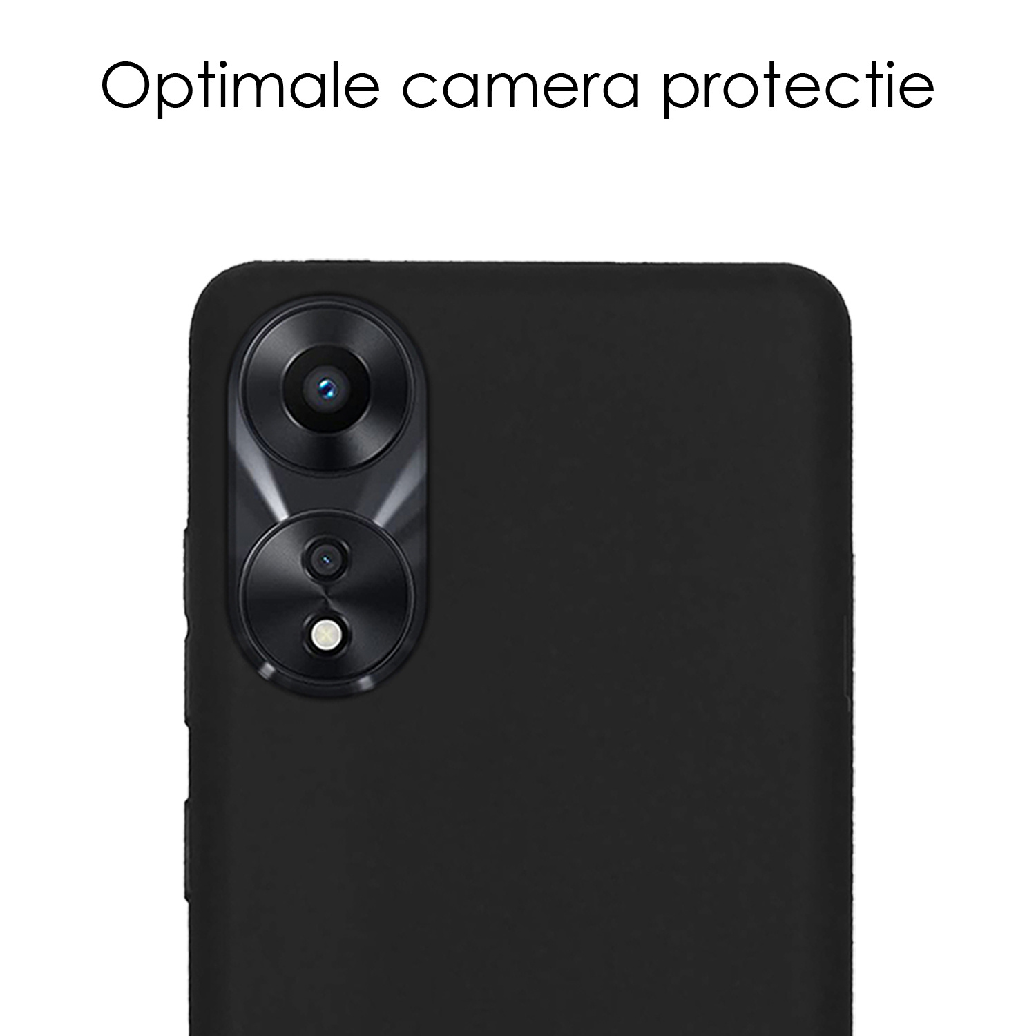 NoXx Hoes Geschikt voor OPPO A78 5G Hoesje Cover Siliconen Back Case Hoes Met Screenprotector - Zwart