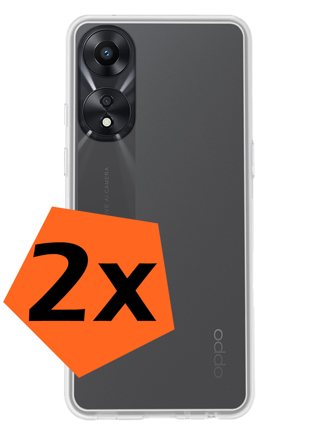 Nomfy Hoesje Geschikt voor OPPO A78 5G Hoesje Siliconen Cover Case - Hoes Geschikt voor OPPO A78 Hoes Back Case - 2-PACK - Transparant