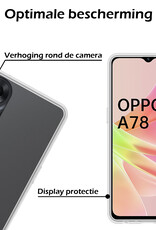 Nomfy Hoesje Geschikt voor OPPO A78 5G Hoesje Siliconen Cover Case Met Screenprotector - Hoes Geschikt voor OPPO A78 Hoes Back Case - Transparant