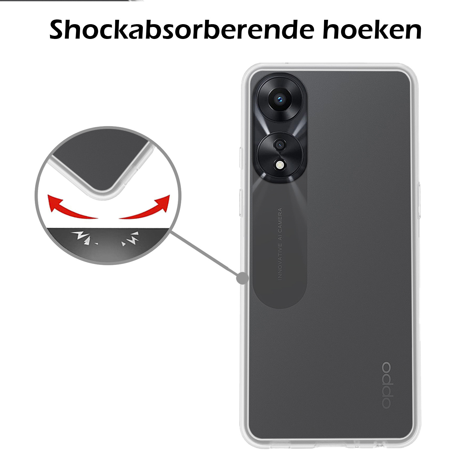 Nomfy Hoesje Geschikt voor OPPO A78 5G Hoesje Siliconen Cover Case Met Screenprotector - Hoes Geschikt voor OPPO A78 Hoes Back Case - Transparant