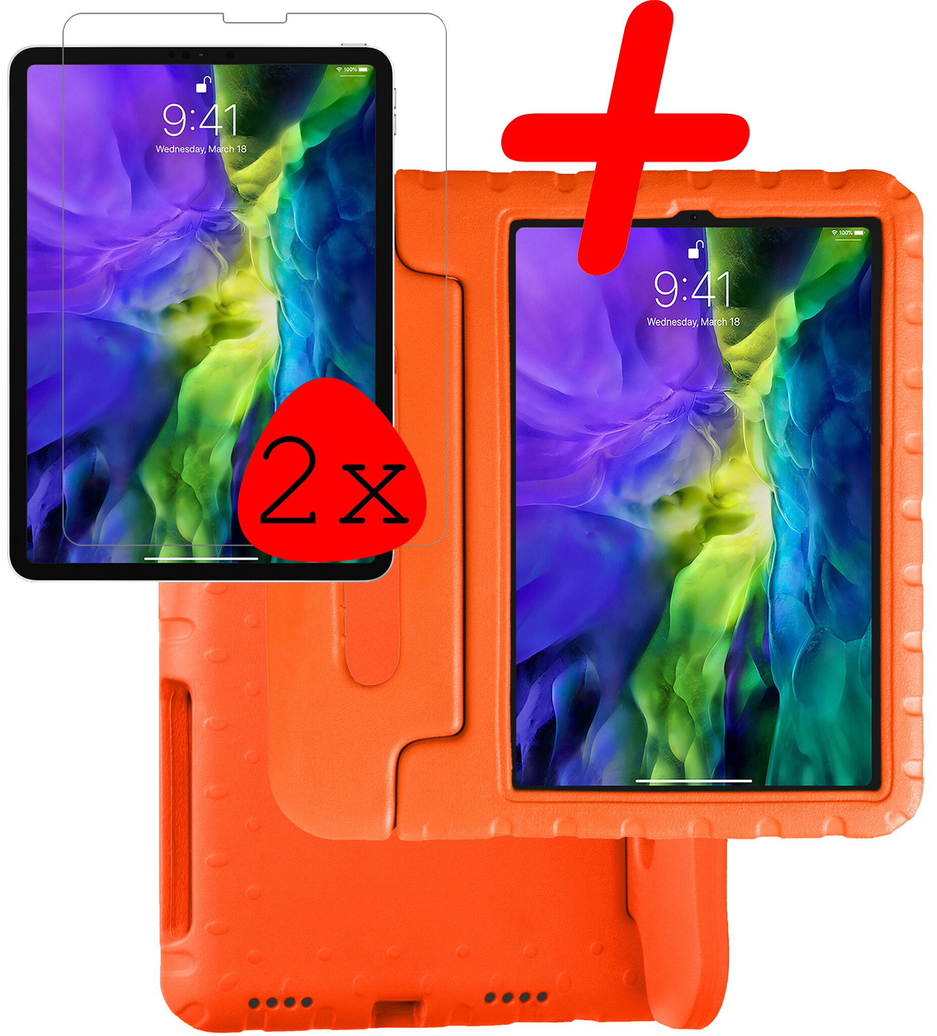 BASEY. BASEY. iPad Pro 11 inch (2021) Kinderhoes Met 2x Screenprotector - Oranje