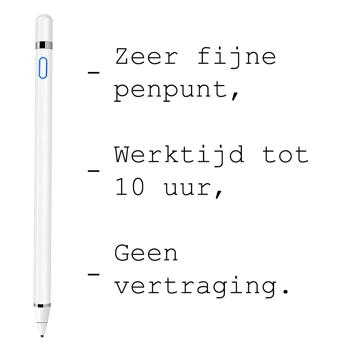 BASEY. Stylus Pen Universeel Active Touch Pen Geschikt Voor Tablet en Smartphone - Wit