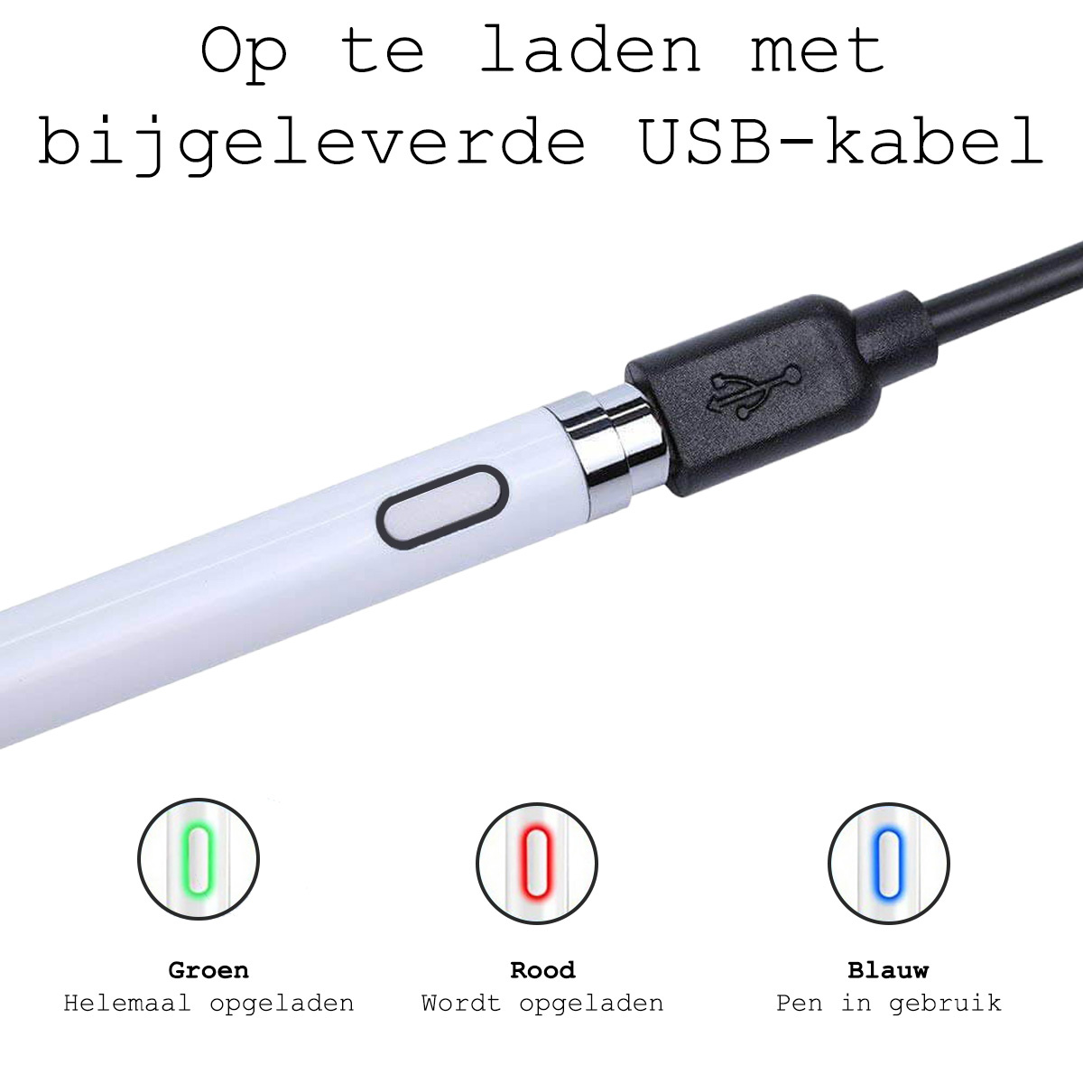BASEY. Stylus Pen Universeel Active Touch Pen Geschikt Voor Tablet en Smartphone - Wit