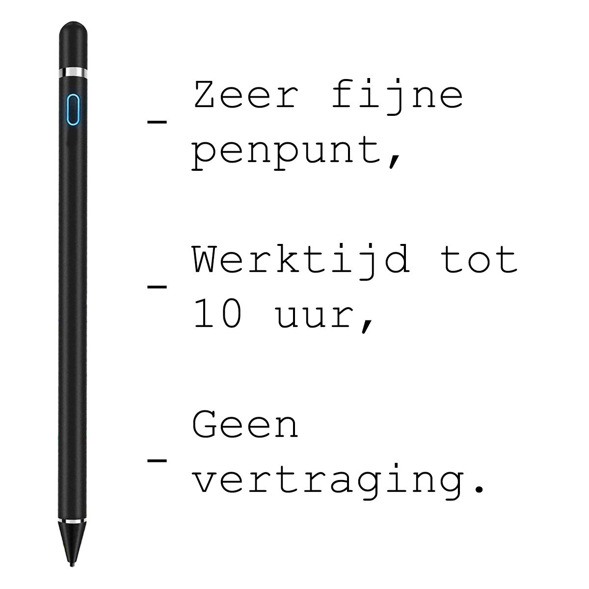 BASEY. Stylus Pen Universeel Active Touch Pen Geschikt Voor Tablet en Smartphone - Zwart