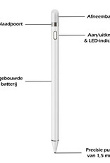 Nomfy Universele Active Stylus Pen Oplaadbaar Geschikt Voor Tablets en Smartphones - Wit