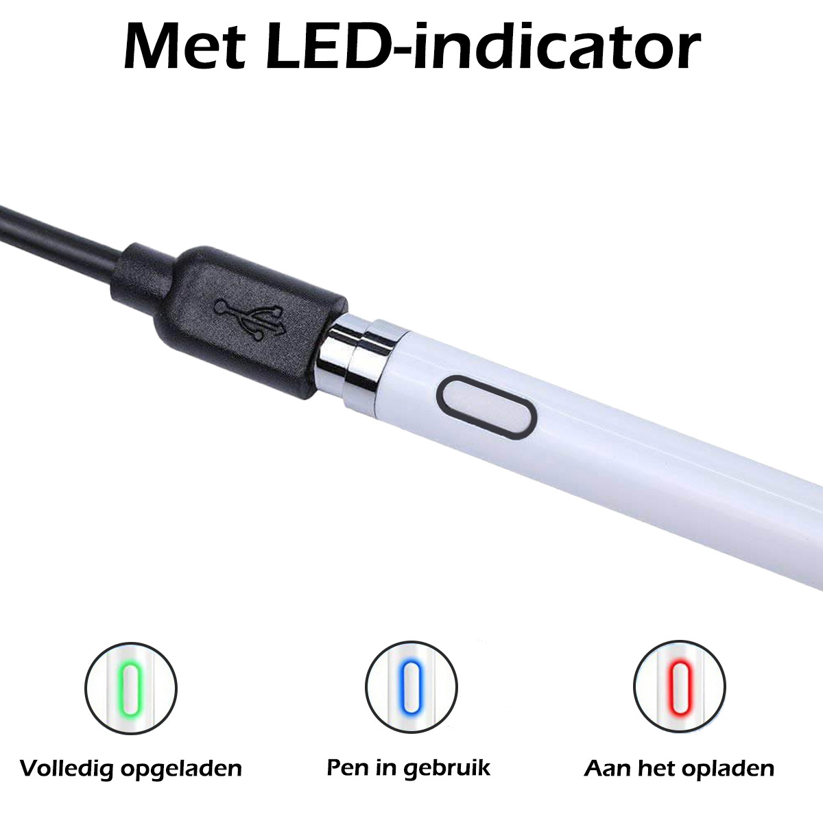 Nomfy Universele Active Stylus Pen Oplaadbaar Geschikt Voor Tablets en Smartphones - Wit