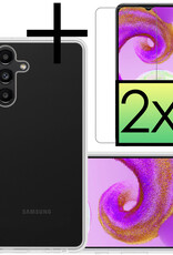 NoXx Hoes Geschikt voor Samsung A04s Hoesje Cover Siliconen Back Case Hoes Met 2x Screenprotector - Transparant