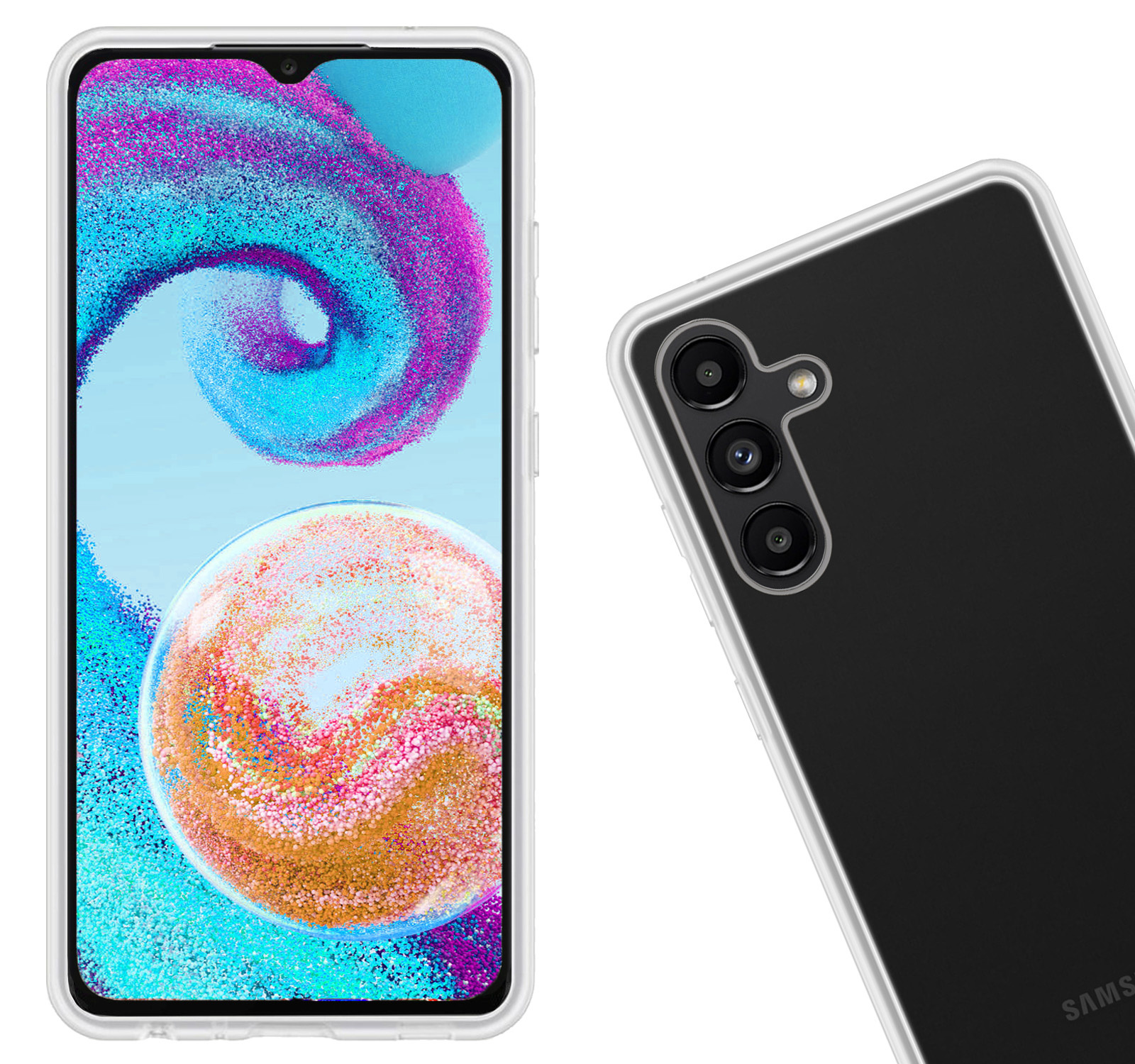 Nomfy Hoesje Geschikt voor Samsung A04s Hoesje Siliconen Cover Case Met 2x Screenprotector - Hoes Geschikt voor Samsung Galaxy A04s Hoes Back Case - Transparant