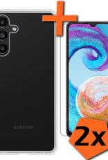 Nomfy Hoesje Geschikt voor Samsung A04s Hoesje Siliconen Cover Case Met 2x Screenprotector - Hoes Geschikt voor Samsung Galaxy A04s Hoes Back Case - Transparant