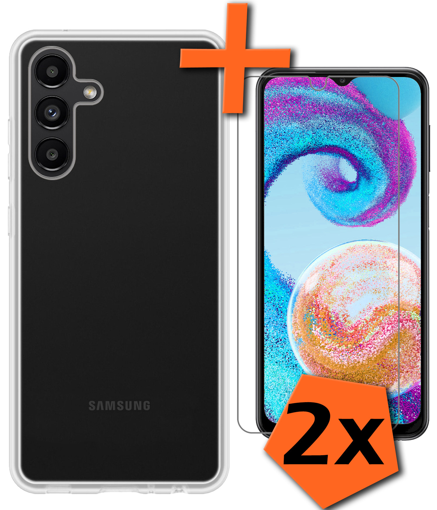 Nomfy Hoesje Geschikt voor Samsung A04s Hoesje Siliconen Cover Case Met 2x Screenprotector - Hoes Geschikt voor Samsung Galaxy A04s Hoes Back Case - Transparant