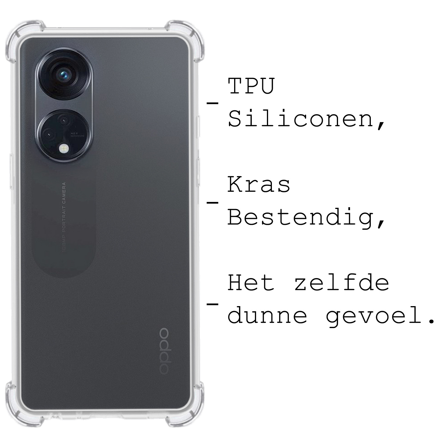 BASEY. Hoes Geschikt voor OPPO Reno 8T 4G Hoesje Shock Proof Case Hoes Siliconen - Hoesje Geschikt voor OPPO Reno 8T 4G Hoes Cover Shockproof - Transparant - 2 Stuks