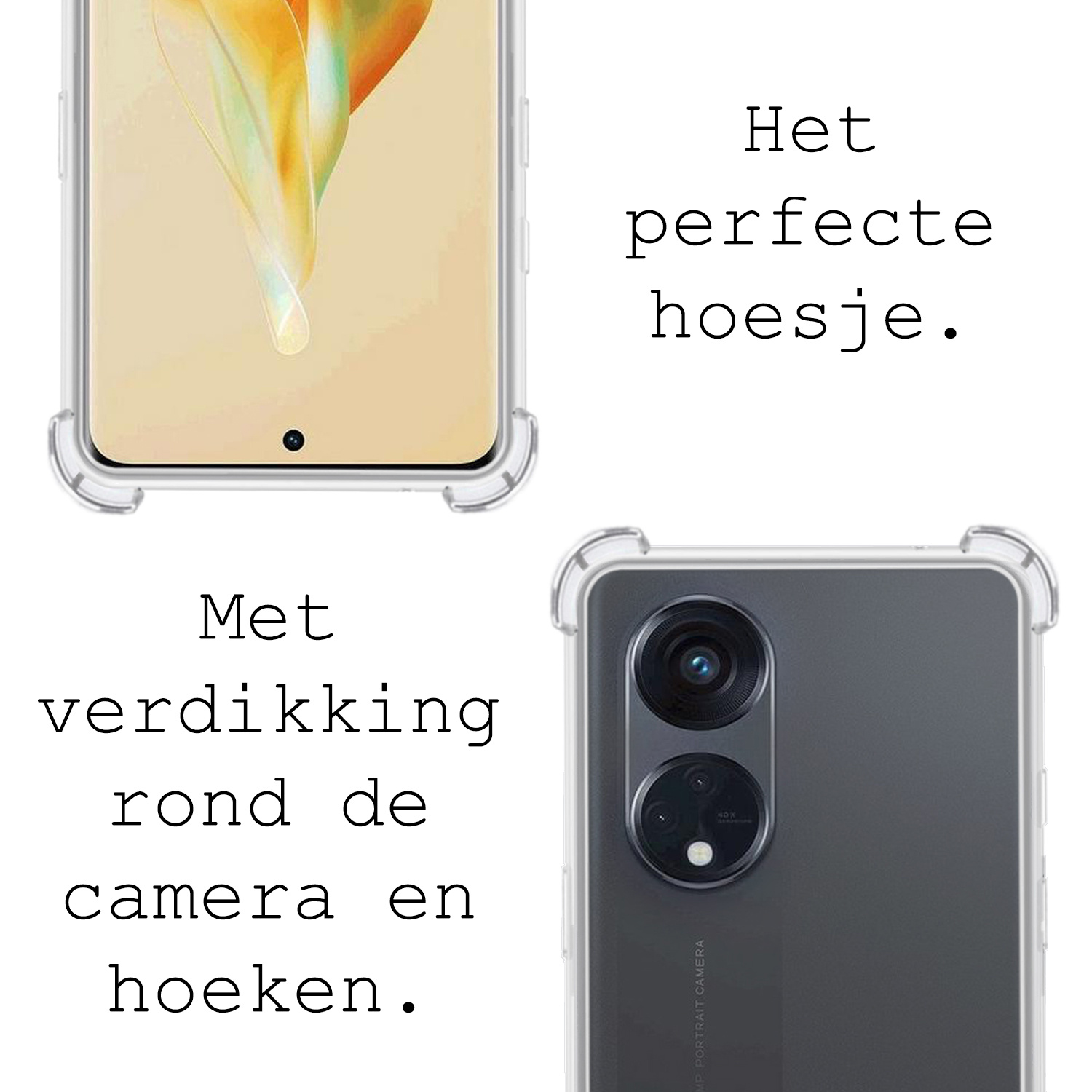 BASEY. Hoes Geschikt voor OPPO Reno 8T 4G Hoesje Shock Proof Case Hoes Siliconen - Hoesje Geschikt voor OPPO Reno 8T 4G Hoes Cover Shockproof - Transparant - 2 Stuks