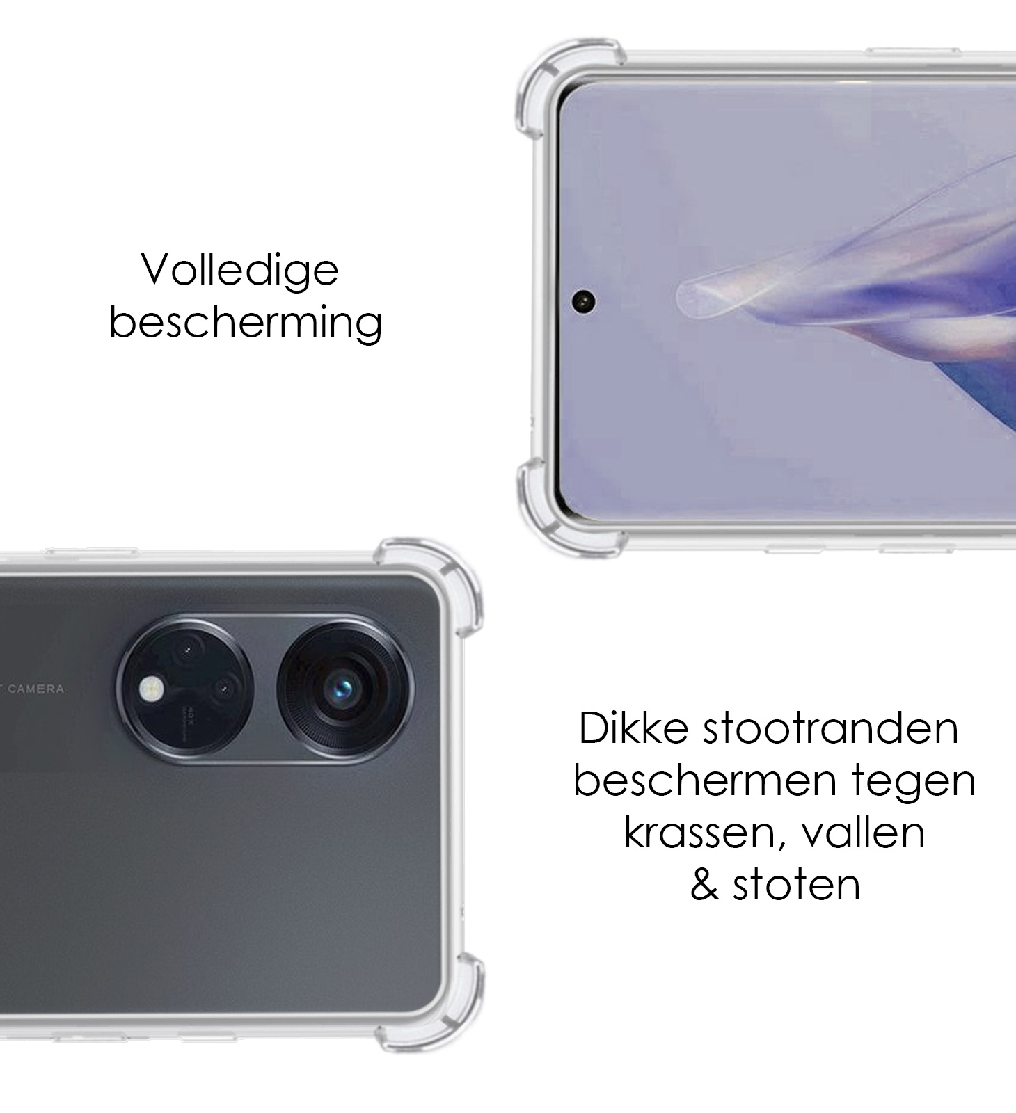 NoXx Hoes Geschikt voor OPPO Reno 8T 4G Hoesje Siliconen Cover Shock Proof Back Case Shockproof Hoes Met Screenprotector - Transparant