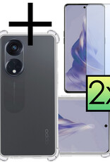 NoXx Hoes Geschikt voor OPPO Reno 8T 4G Hoesje Siliconen Cover Shock Proof Back Case Shockproof Hoes Met 2x Screenprotector - Transparant