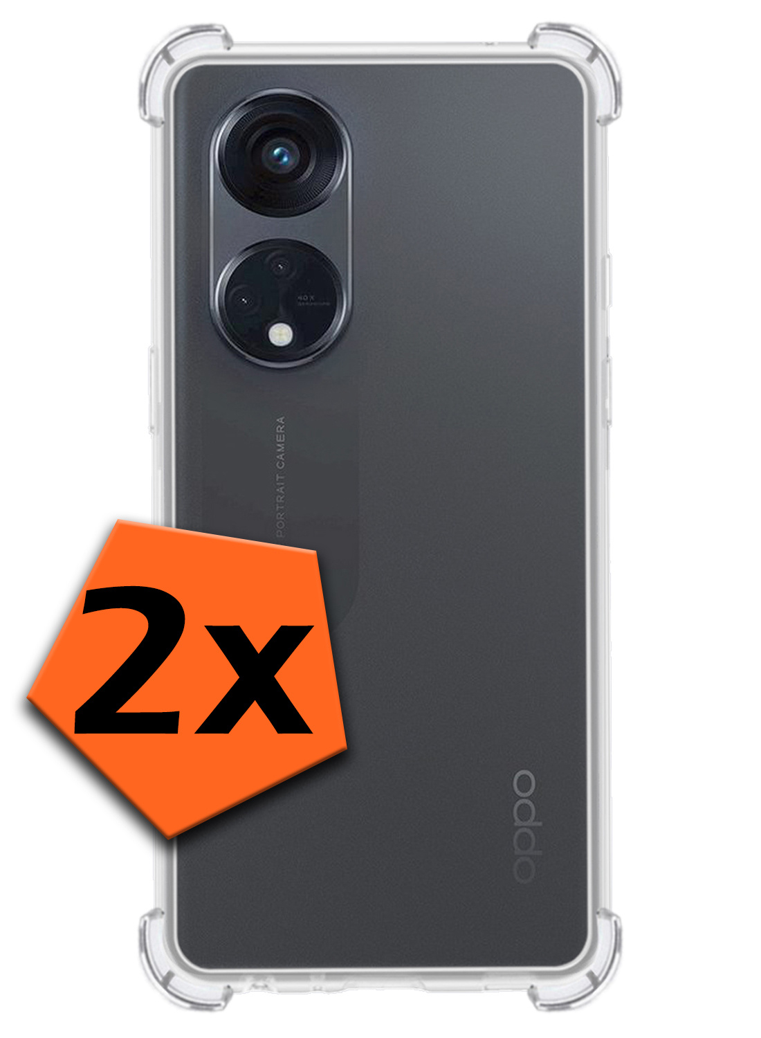 Nomfy Hoesje Geschikt voor OPPO Reno 8T 4G Hoesje Shock Proof Cover Case Shockproof - Hoes Geschikt voor OPPO Reno 8T 4G Hoes Siliconen Back Case - Transparant - 2 PACK