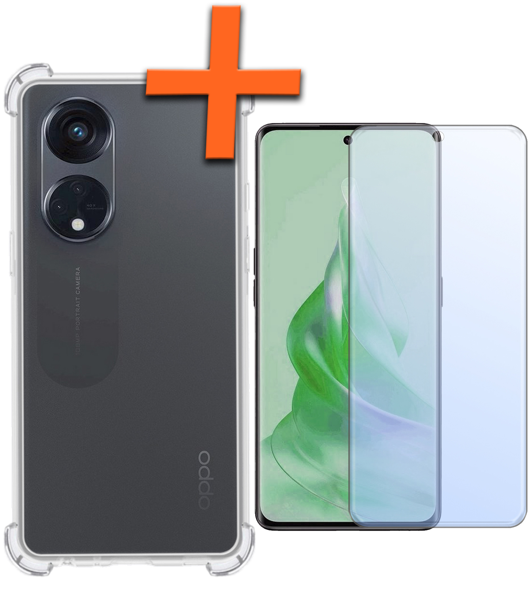 Nomfy Hoesje Geschikt voor OPPO Reno 8T 4G Hoesje Shock Proof Cover Case Shockproof Met Screenprotector - Hoes Geschikt voor OPPO Reno 8T 4G Hoes Siliconen Back Case - Transparant