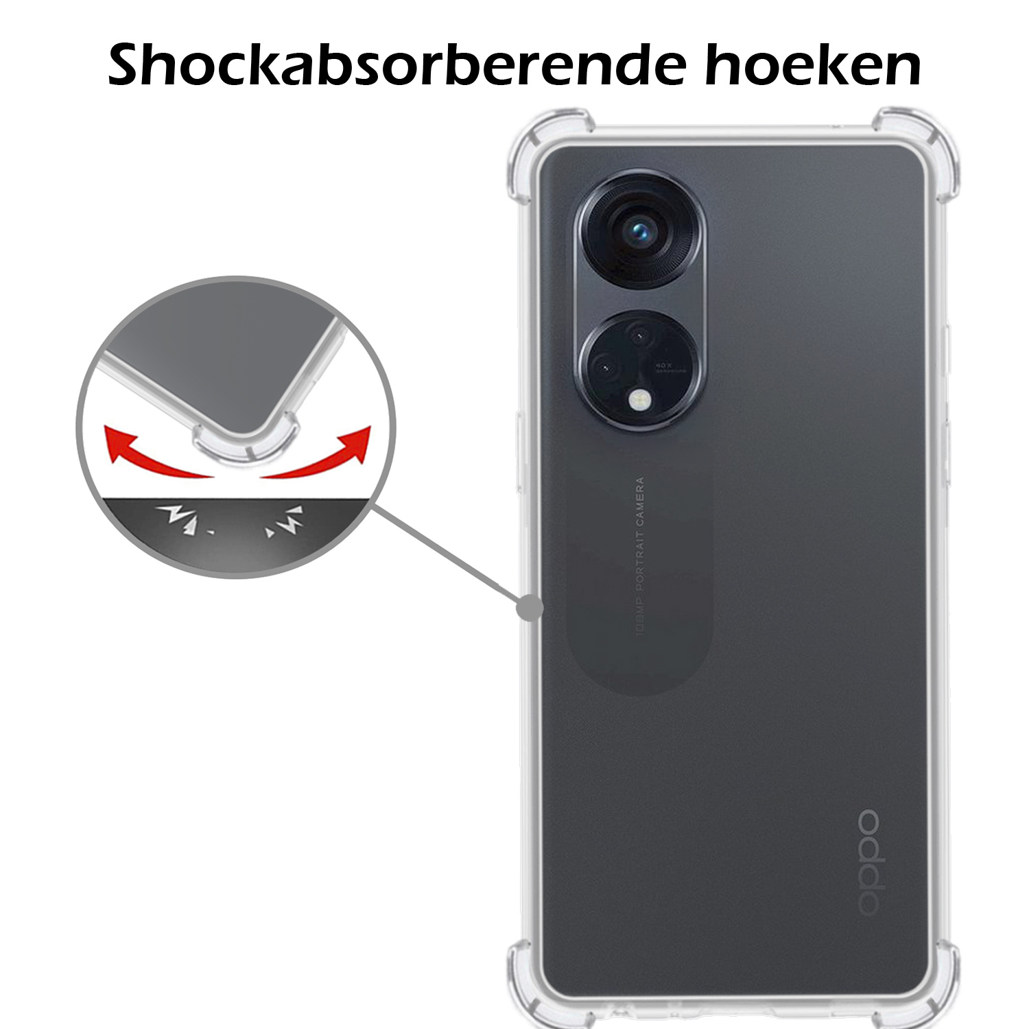 Nomfy Hoesje Geschikt voor OPPO Reno 8T 4G Hoesje Shock Proof Cover Case Shockproof Met Screenprotector - Hoes Geschikt voor OPPO Reno 8T 4G Hoes Siliconen Back Case - Transparant
