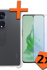 Nomfy Hoesje Geschikt voor OPPO Reno 8T 4G Hoesje Shock Proof Cover Case Shockproof Met 2x Screenprotector - Hoes Geschikt voor OPPO Reno 8T 4G Hoes Siliconen Back Case - Transparant