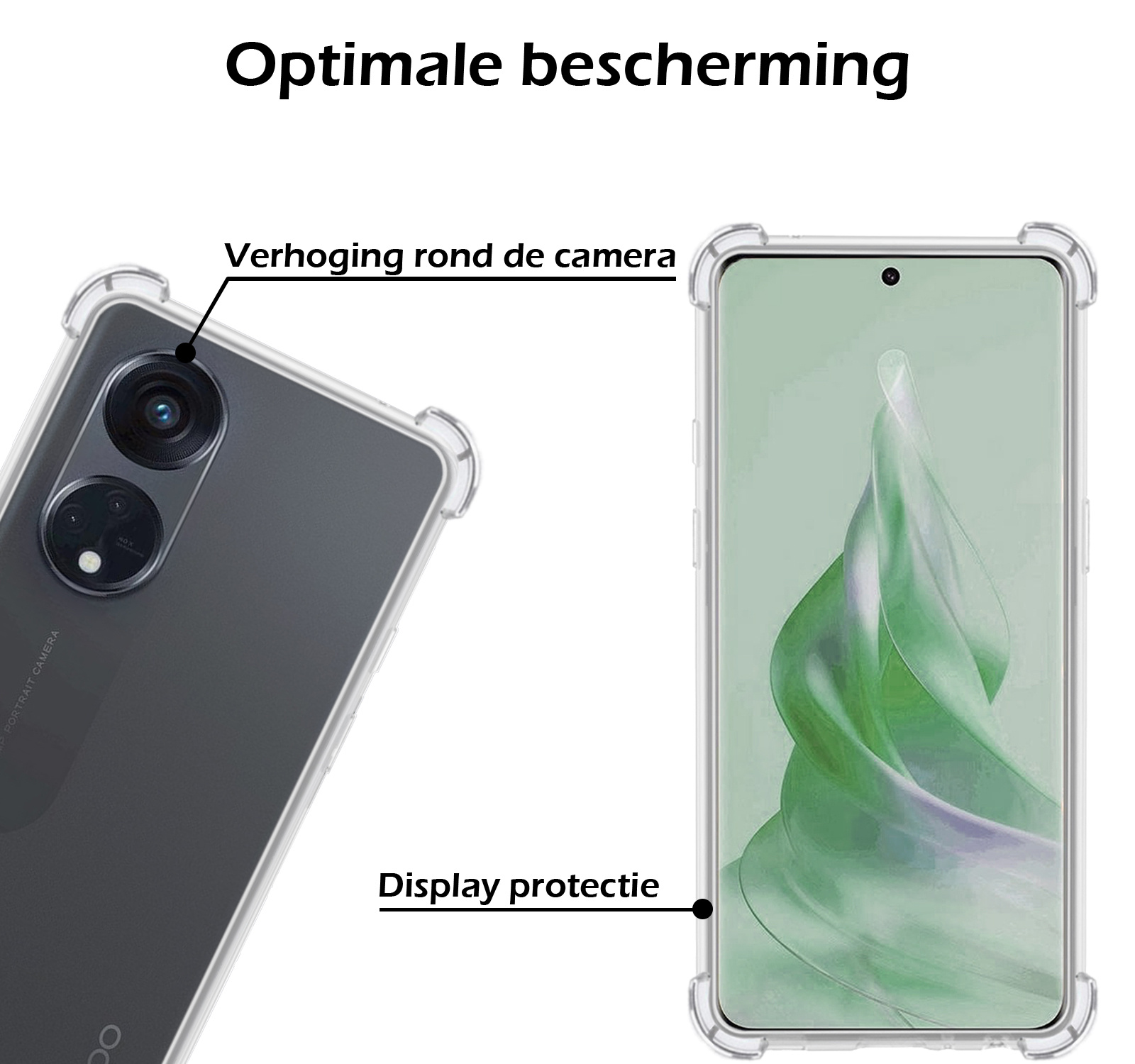Nomfy Hoesje Geschikt voor OPPO Reno 8T 4G Hoesje Shock Proof Cover Case Shockproof Met 2x Screenprotector - Hoes Geschikt voor OPPO Reno 8T 4G Hoes Siliconen Back Case - Transparant